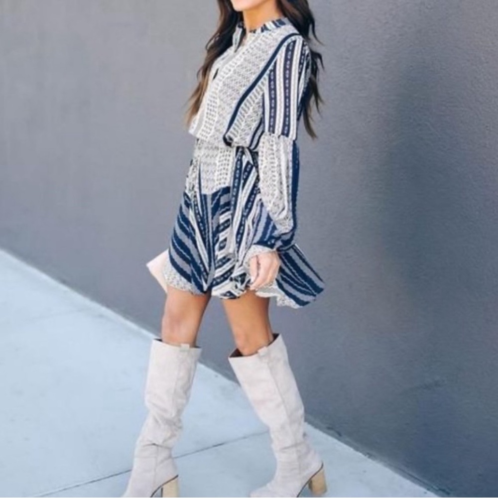 VICI dignity adjustable balloon sleeve boho dress small